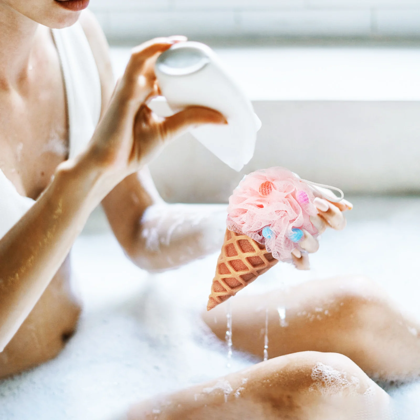 

3 pcs Ice Cream Bath Kids Loofah Soft Shower Sponge Rich Foam Bathing Ball With Hanging Rope Toddler Exfoliating Scrubber Body