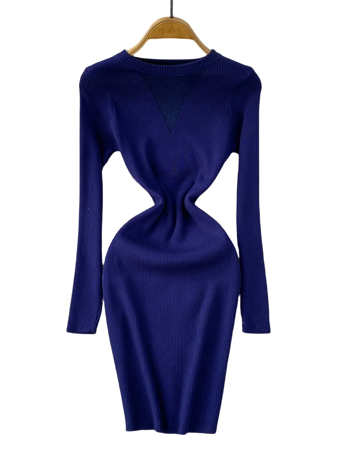 Sexy V-ne Long Sve Knitted Dr Women's Winter Slim Fit Bodycon Mid-length Dr Korean Sle High Waist Pure Color