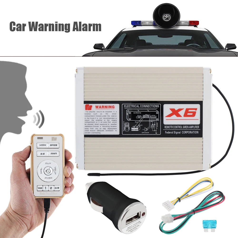 

200W 18 Tones Siren Horn Speaker Car Warning Alarm MP3 System Remote Host Box For SUV Off-road Truck Motorcycle Car Van