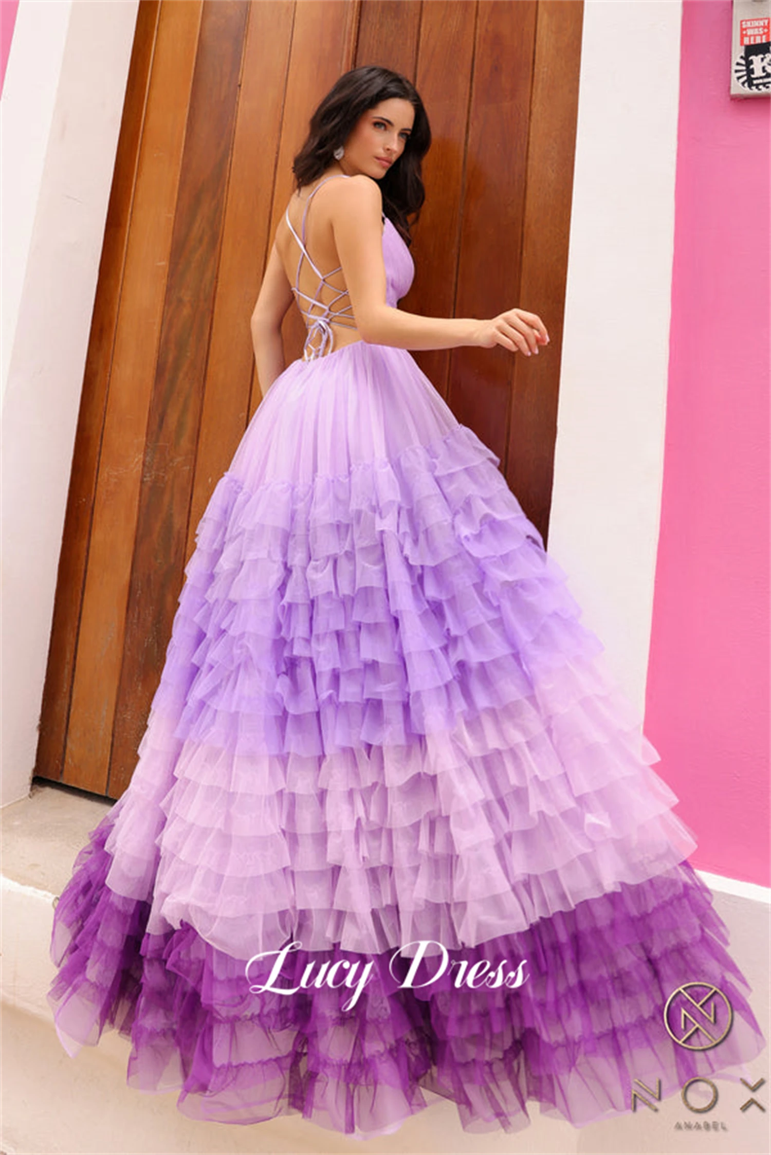 Lucy Wedding Party Fluffy Layered Backless Ball Gown Mesh Graduation Dress Galas Dresses Prom Women 2024 Luxury Evening 2024