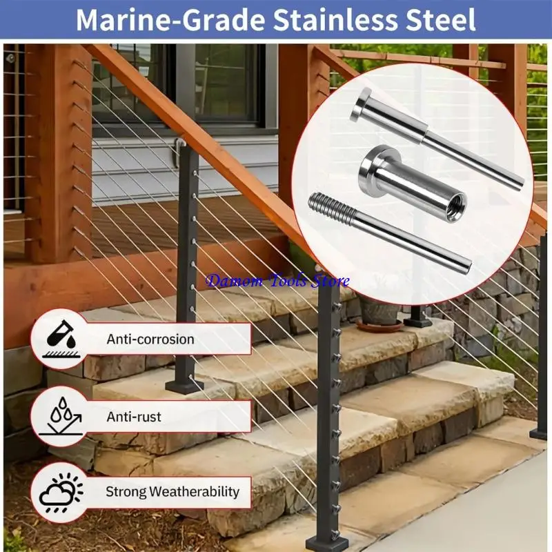 57BE Steel 1/8 Inch Invisible Cable Railing Hardware for Modern Homes Outdoor Safety