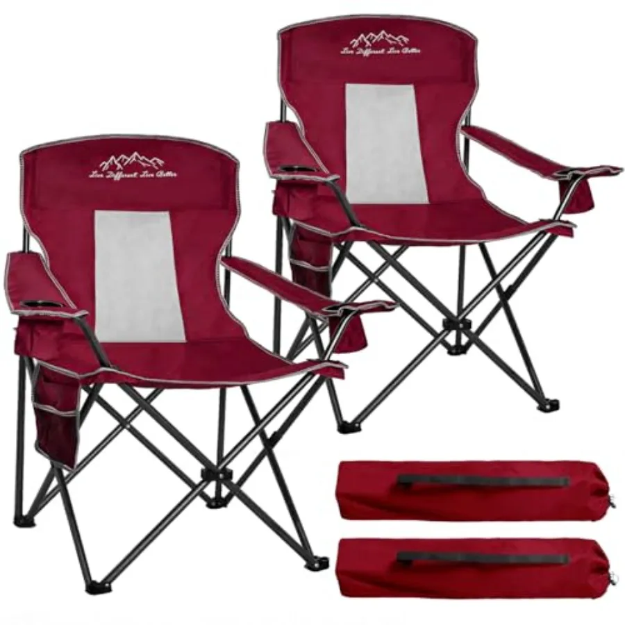 

Camping Chairs for Adults Heavy Duty 400lbs Capacity Folding Chair with Large Anti-Sink Feet and Cup Holder Extra Wide Portable
