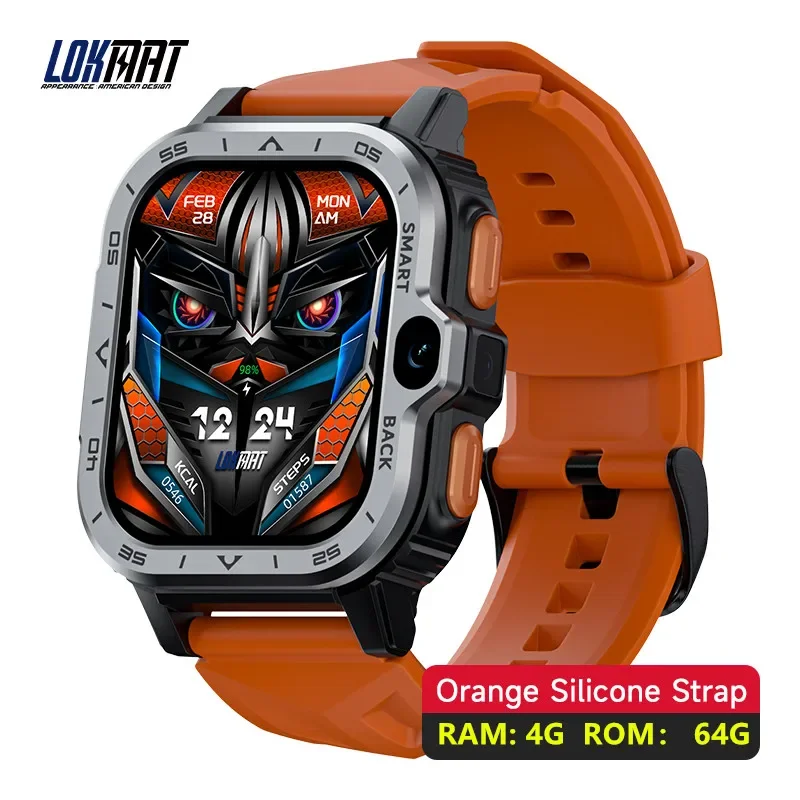 LOKMAT APPLLP 4 MAX Android GPS Smart Watch Square Touch Screen Heart Rate Monitor Dual Camera Wifi 4G Network Calls Wacth Phone