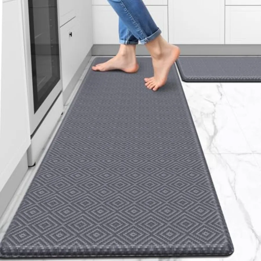 

Kitchen Mat 2PCS Kitchen Rugs Cushioned Anti-Fatigue Rug Waterproof Standing Desk Mat Kitchen Mats for Floor Kitchen Rug Set fo