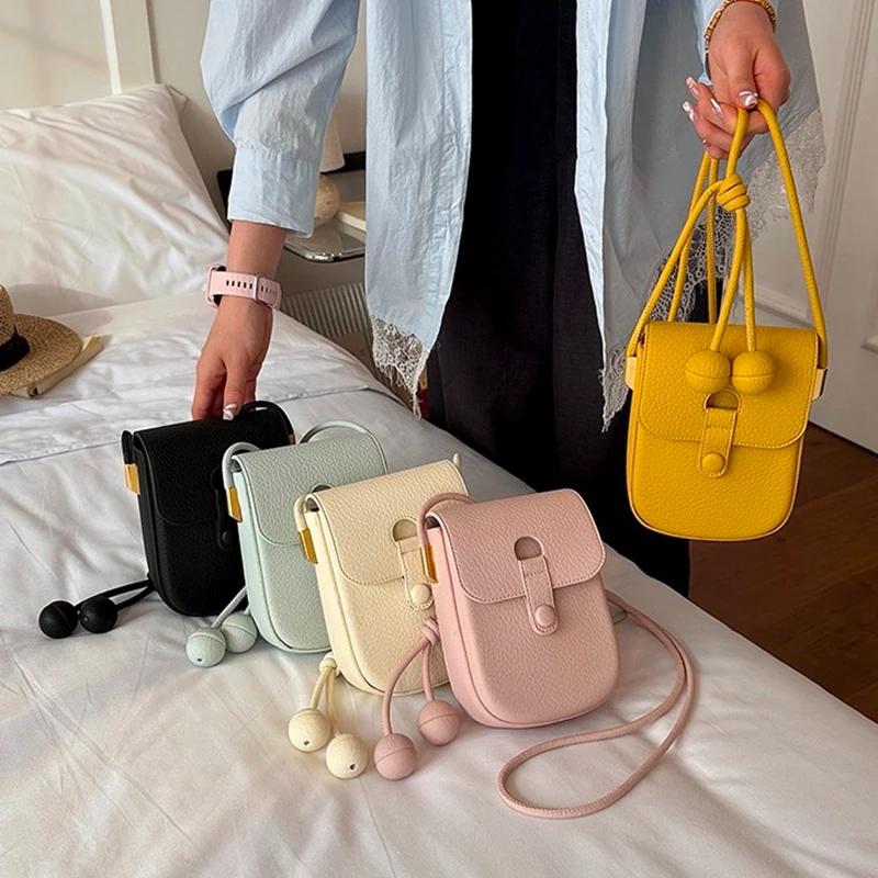 Luxury Brand Mini Yellow Crossbody Bag for Women Soft PU Leather Shoulder Purse Fashion Cell Phone Flap Pocket Ladies Accessory