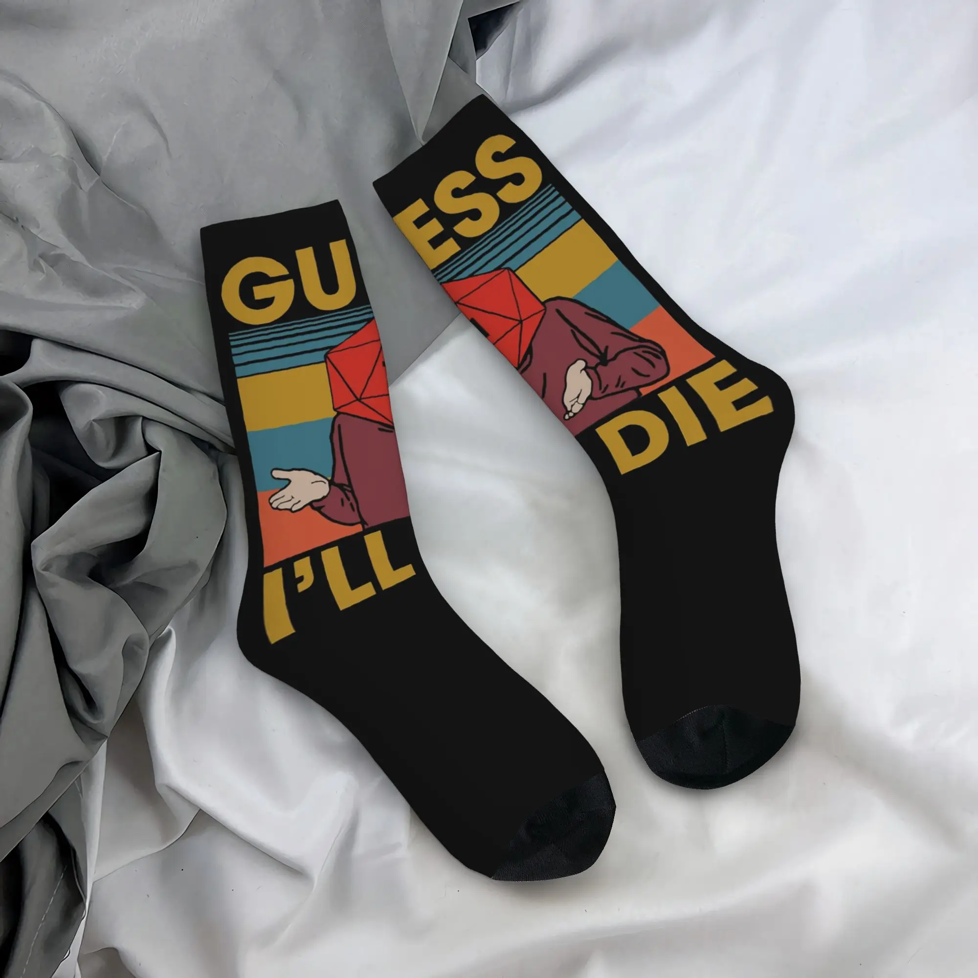 

Autumn Winter Retro Men's Women's DnD Guess I Will Die Socks Sweat Absorbing Soccer Socks