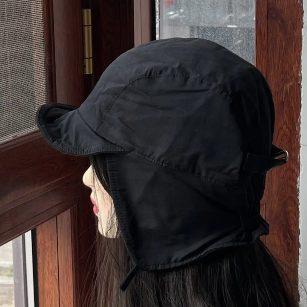 Japanese Retro Bomber Hat Solid Color Windproof Velvet Pilot Hat Ear Protection Lei Feng Hat Keep Warm