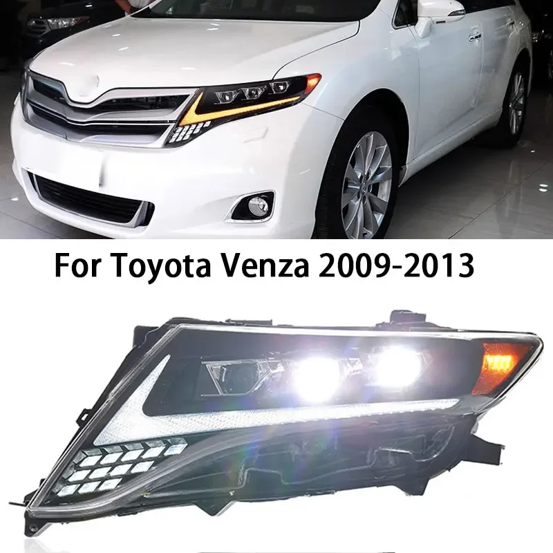 

Headlight Assembly For Toyota Venza 2009-2013 LED DRL Sequential Turn Signal Light Lamp Low High Beam Lens