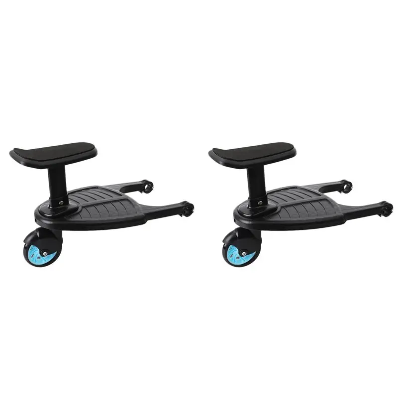 【NEW USER EXCLUSIVE】2X Baby Stroller Wheeled Board Kids Wheel Board Stroller Step Stand Ride On Boards Plate Detachable Seat Blu