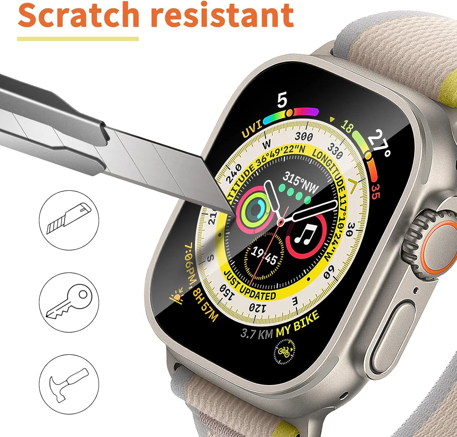 Tempered Glass Screen Protector Case Cover For Apple Watch Series Ultra 2 3 1 49MM 49 MM Protection Protective Film Accessories