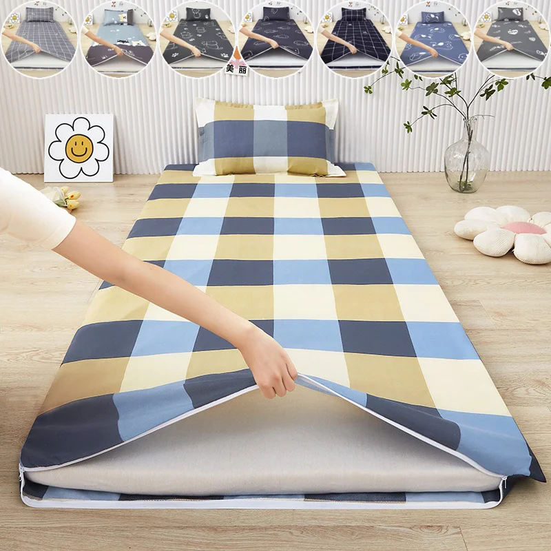 1PC Fully Enclosed Dorm Mattress Cover with Zippered Desigh Breathable Washable Single Bed Protection for Student Dorm Bunk Bed