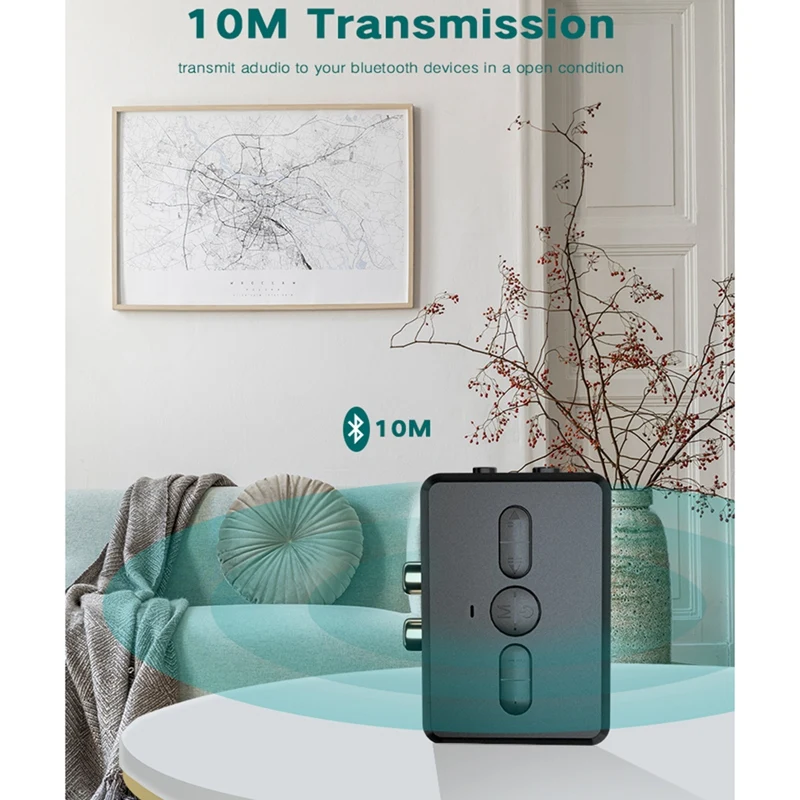 Rise-Bluetooth 5.0オーディオレシーバー、トランスミッター、RCA、3.5 AUXジャック、ステレオミュージック、ワイヤレスアダプター、車、PC、テレビのハンズフリー通話