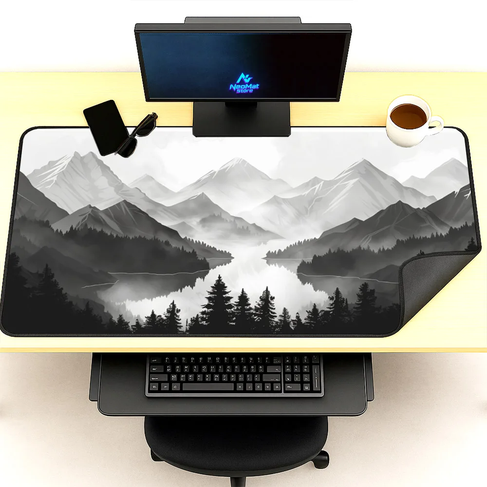 

Black White Mouse Pad Xxxl 1500x600 Keyboard Mat Gaming Carpet Extended Pad Desktop Accessories Minimalist Office 1200x600mm 5mm