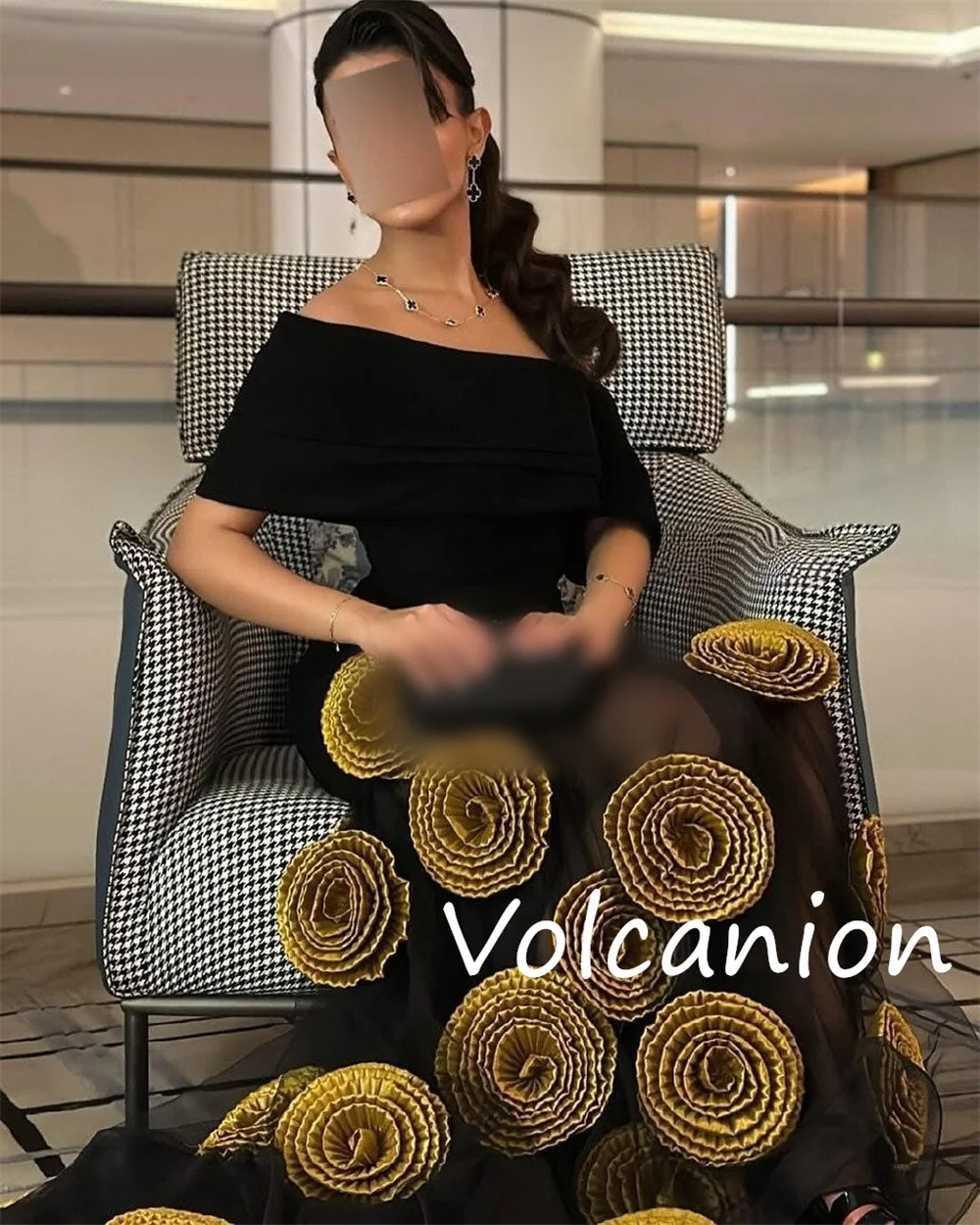 Customized Exquisite Net Flower Pleat Trumpet Off-the-shoulder Long Dresses Bespoke Occasion Casual