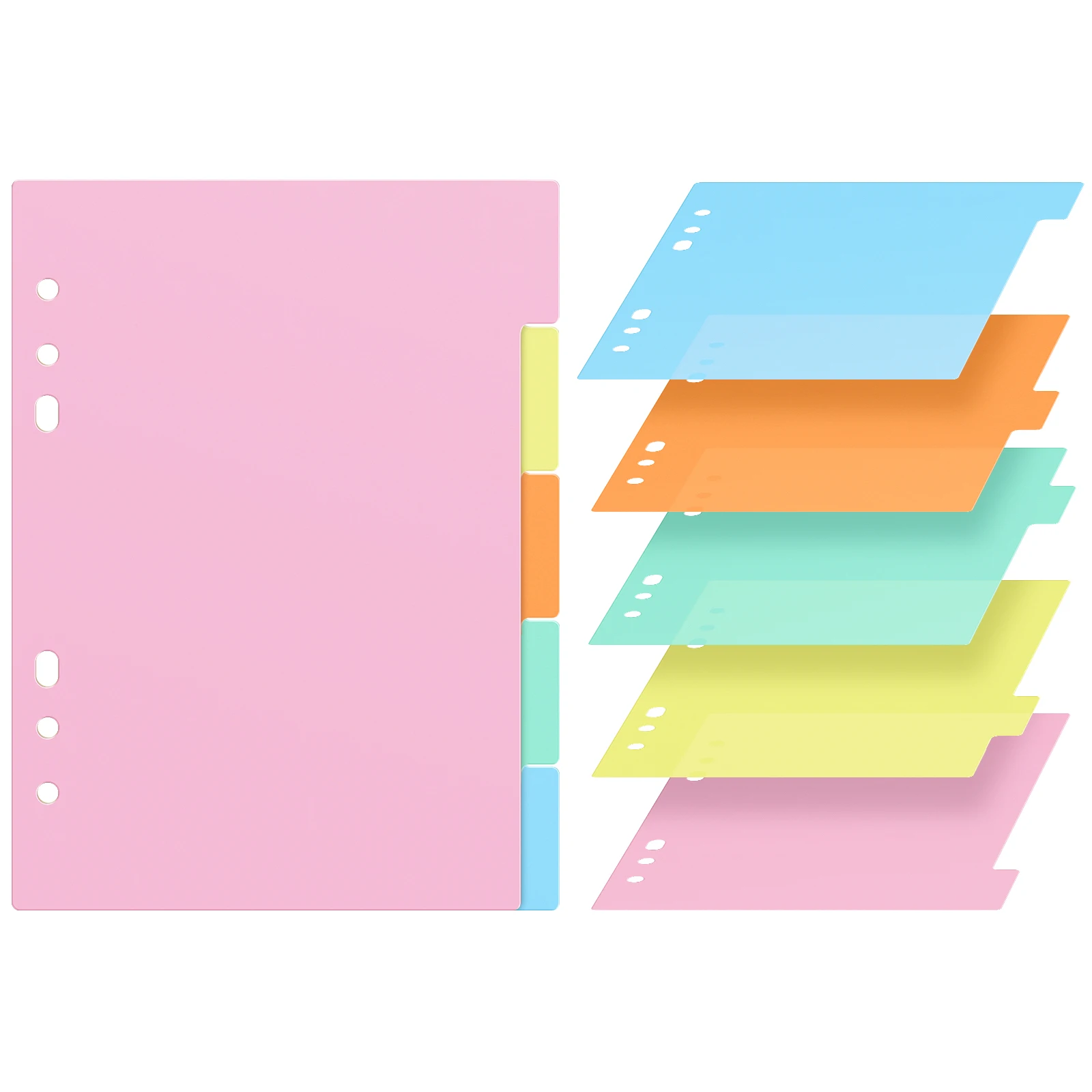 10 pcs Plastic Partition Label Binder Dividers with Tabs Index Card Dividers A5 Notebook Tabs File Folder Page Markers for 6