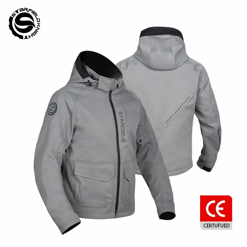 SFK Motorcycle Jacket Spring&Summer Breathable Grey Men Women Riding Clothing Splash-proof With CE Body Protective Accessories