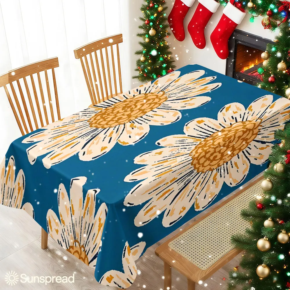 Daisy Field Waterproof table cloth, splash-proof tablecloth, for party, Halloween, Christmas, dining, camping