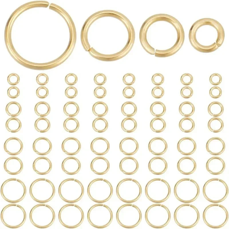 600Pcs 4/5/6/8mm Open Jump Rings 18K Gold Plated Stainless Steel Single Loop Jump Ring Round Connector Rings for Bracelet