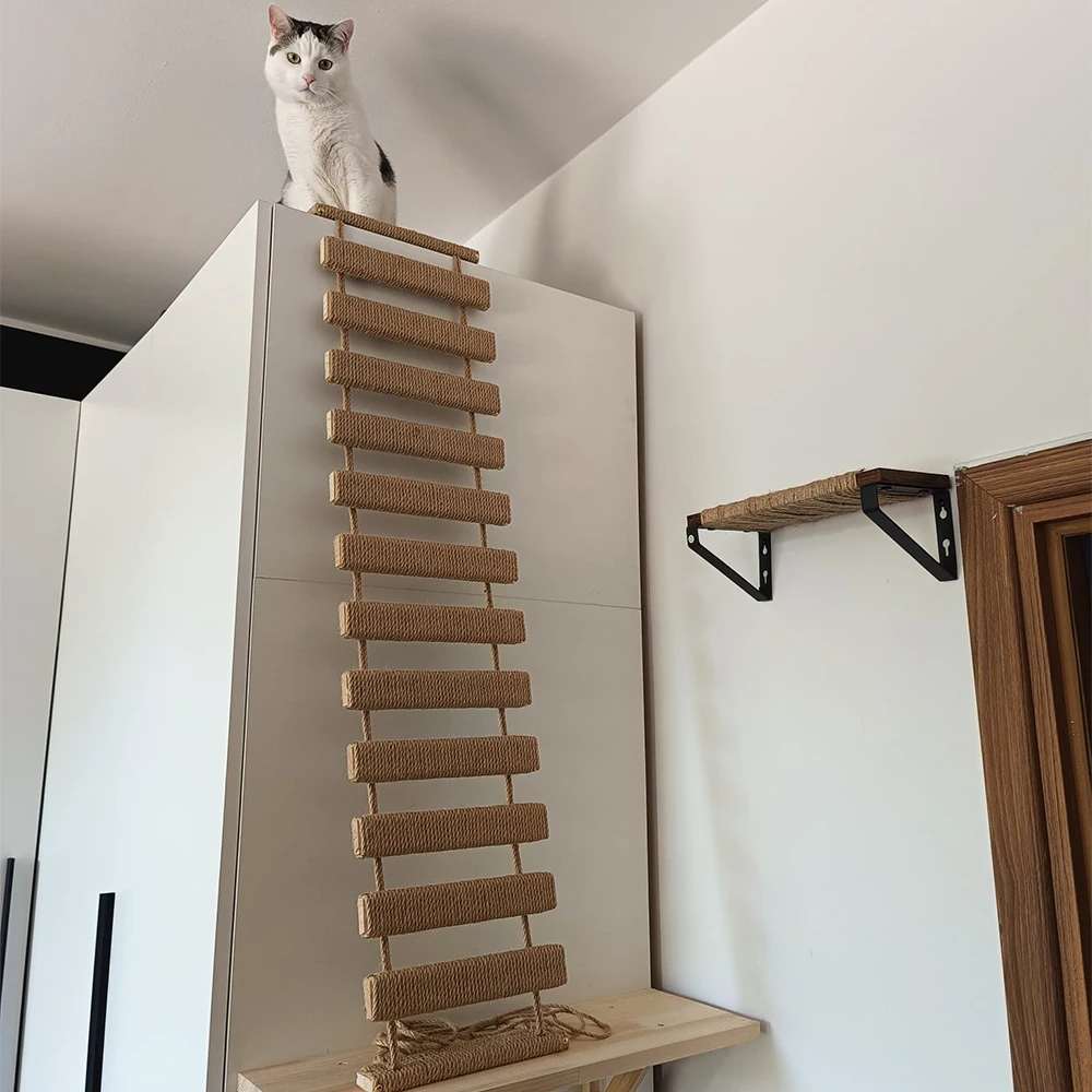 Cat Climbing Shelves Wall Mounted Scratching Post For Cat Grindjing Claws Pet Ladder or Bridge Cat Scraper Furniture Cat Tree