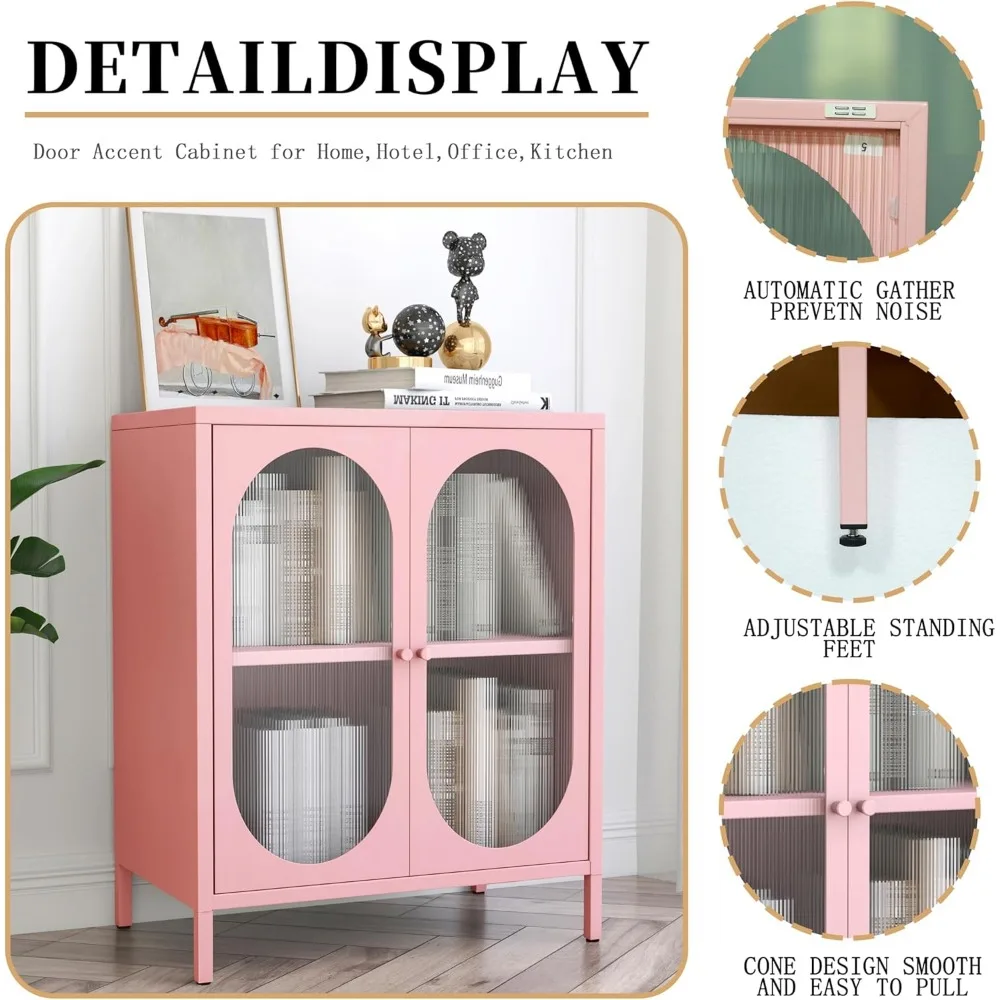 خزانة جانبية معدنية ببابين من الزجاج الشفاف لغرفة النوم وغرفة المعيشة والردهة والمنزل والفندق والمكتب والمرآب #6