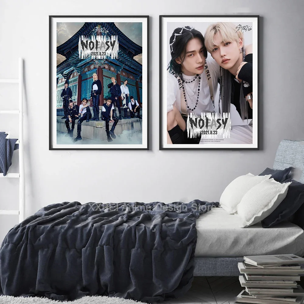 Kpop Stray Kids Popular Korean Boy Group Music Album Poster Bedroom Wall Sticker Living Room Entrance Decor Canvas Painting Core