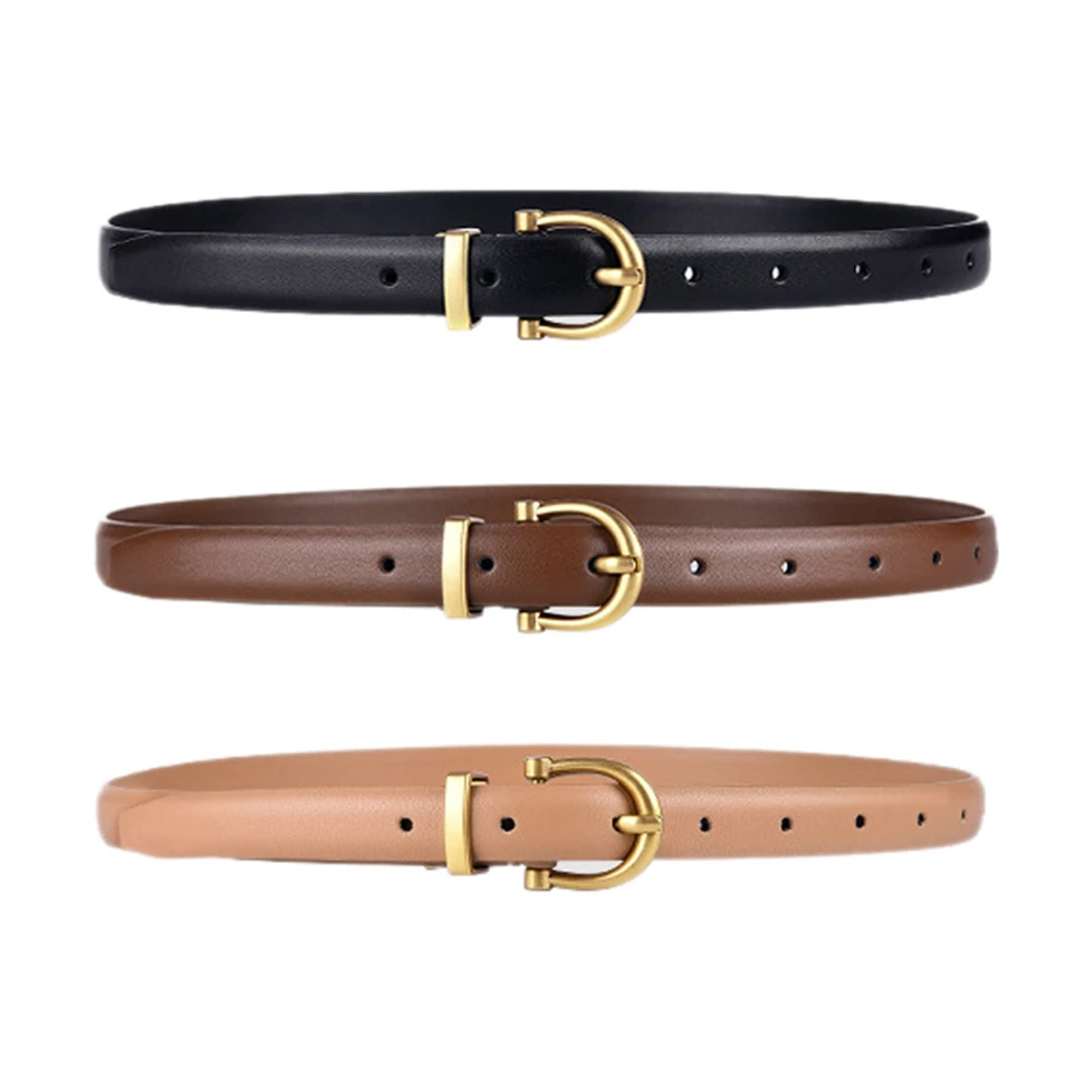 

3 Pieces Women's PU Leather Belts Skinny Casual Jean Belt with Metal Buckle Formal Dress Belt