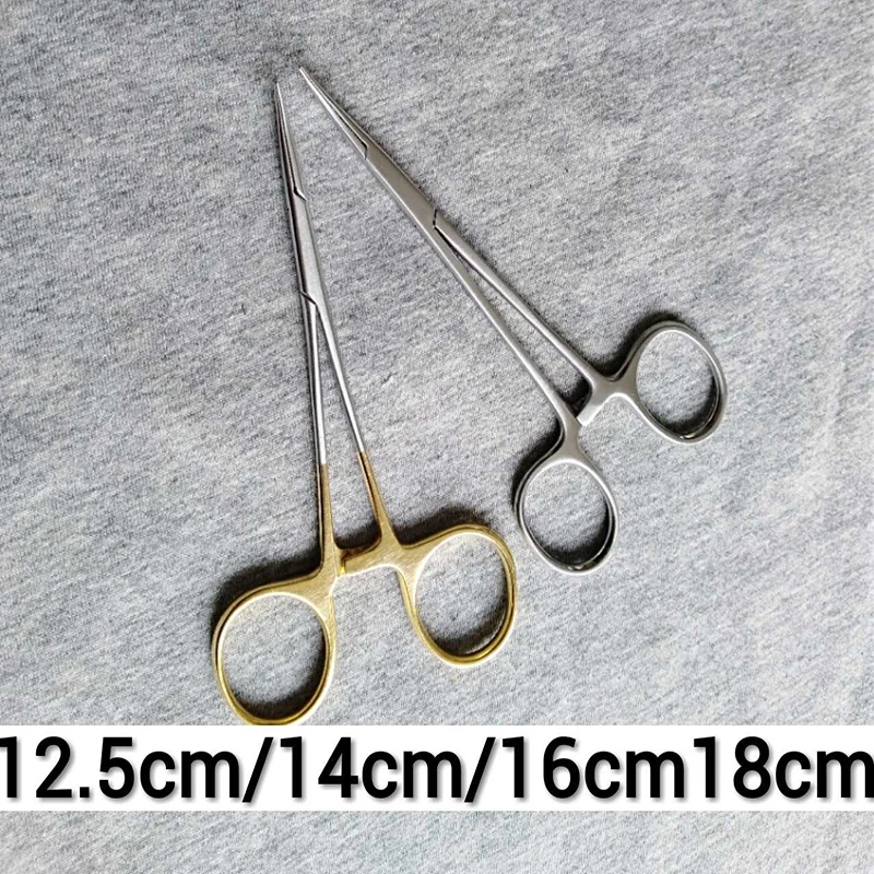 Pet Aço Inoxidável Hemostat, Grampo Microvascular Fino, Ferramenta Pálpebra Dupla, 12,5 Punho De Ouro