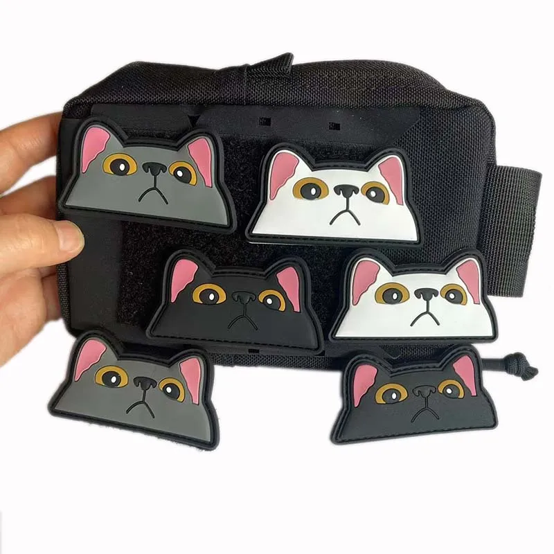 Lustiges Katzengesicht, taktische Abzeichen, Stickerei-Applikation, Kleidungsaufkleber, 3D-PVC-Patches, Klett-Embleme für Rucksack, Kleidung – Detail 4