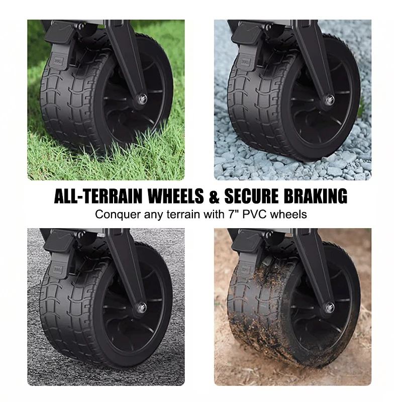 عربة عربة تخييم ذات طابقين قابلة للتعديل 250 كجم عربة قابلة للطي لجميع التضاريس بعجلات واسعة