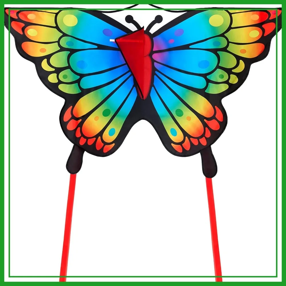 

Rainbow Butterfly Kite, Easy to Fly Large Single Line Kite 55" x 27.5" with 328ft String, Outdoor Beach Fun for Beginners