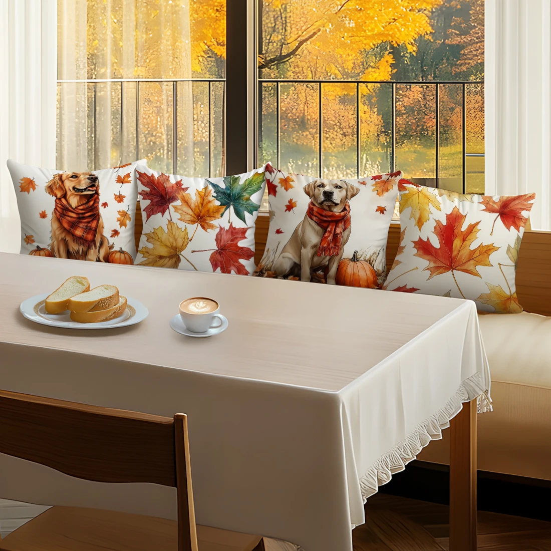 Pet Dogs Maple Leaves Pillowcase Printed Polyester 45x45cm Throw Pillowcover Decorative Sofa Cushion Pillowslip Home Decor