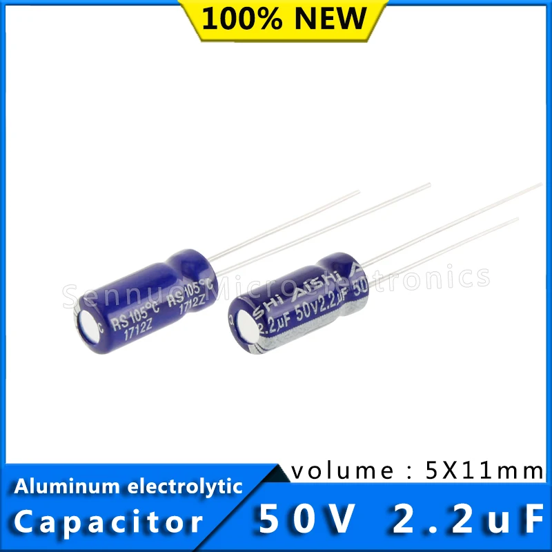 10Pcs Capacito 50V 2.2UF 5*11 5x11 mm 2.2uf50v 5X11 Aluminum Electrolytic Capacitor High Frequency Low Resistance