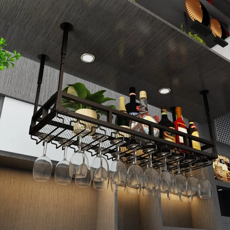 Cup holder upside down European hanging wine bottle rack Bar table goblet hanger Household wine cabinet wine rack