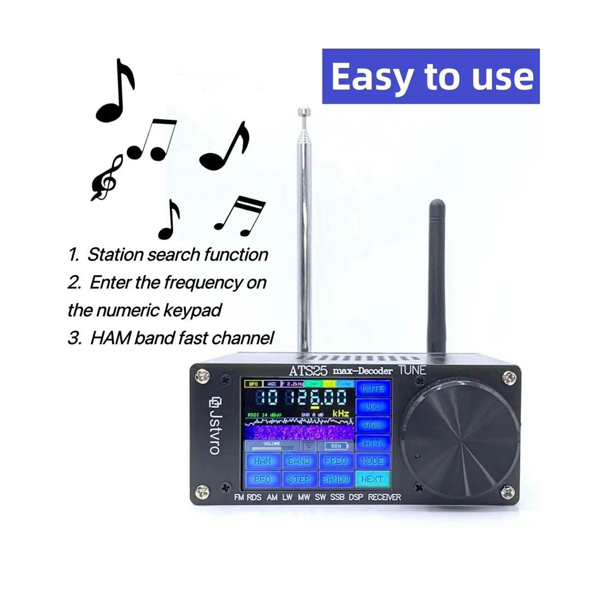 

New ATS25Max RDS Function Decoder Si4732 Full-Band Radio Receiver with Spectrum Scanning DSP Receiver