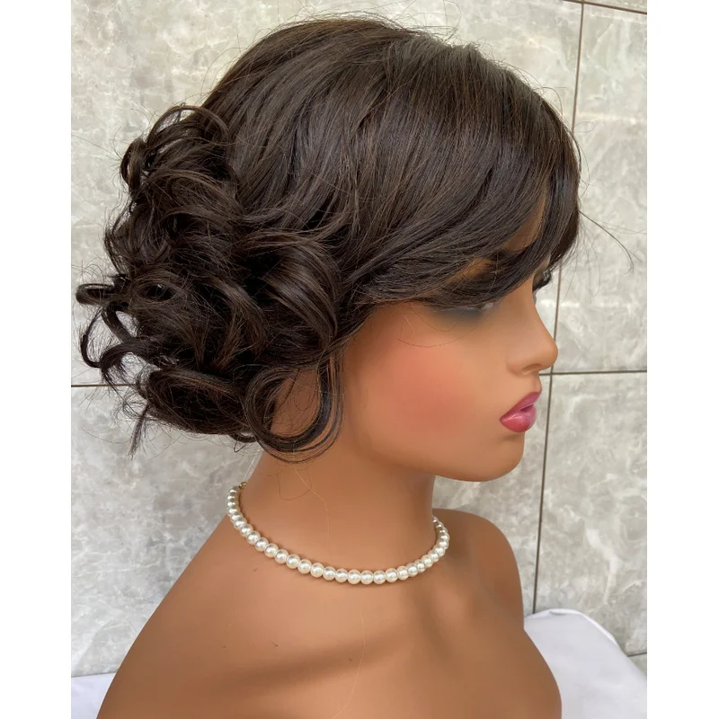 

Short Curly Hairstyle Black Brown Wigs Synthetic Hair Wigs Women Soft Natural