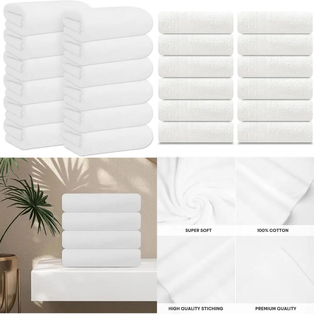 

Набор из 12 хлопковых банных полотенец — 24x50, ультравпитывающие, быстросохнущие для дома, спортзала, спа-салона