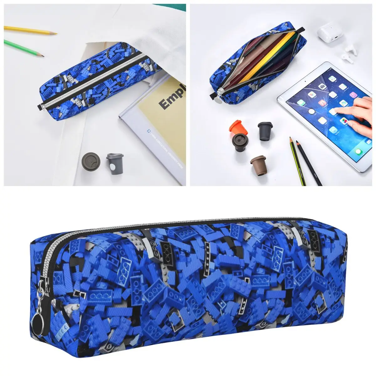 Building Blocks Loads Of Bricks Blue Pencil Cases Cute Pen Holder Pencil Bags Student Large Storage Office Gift Pencilcases