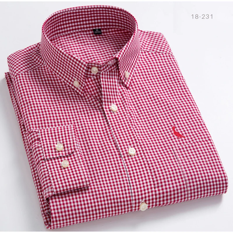 New 2021 camisas Spring Autumn Shirts High Quality Men\'s Plaid Cotton Button Collar Formal Long Sleeve Men\'s resevaed