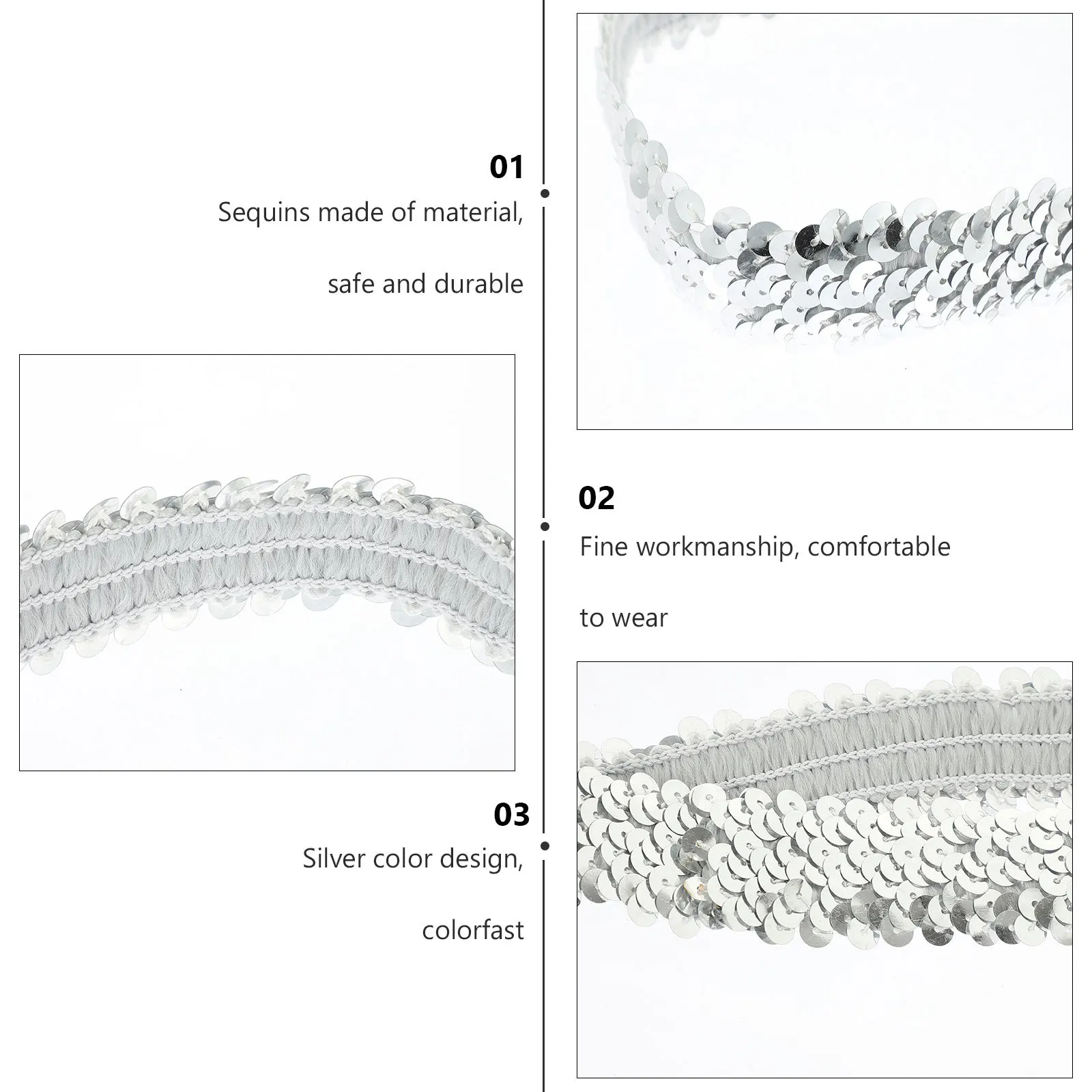 

12Pcs Women Sequin Headbands Elastic Lightweight Hair Accessory for Party Photos Sequin Headband Sequins Headdress