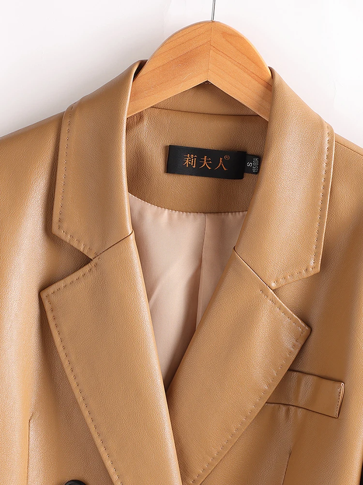   Nouvelle Veste en Cuir Véritable pour Femme, Coupe Ample Décontractée, en Peau de Mouton, Tendance Automne 2025, Gilet en Cuir Chic pour le Quotidien