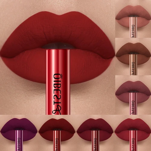 Lápiz labial líquido mate, resistente al agua, terciopelo desnudo, brillo de labios rojo Sexy, maquillaje antiadherente de larga duración, 24 colores, brillo de labios caliente