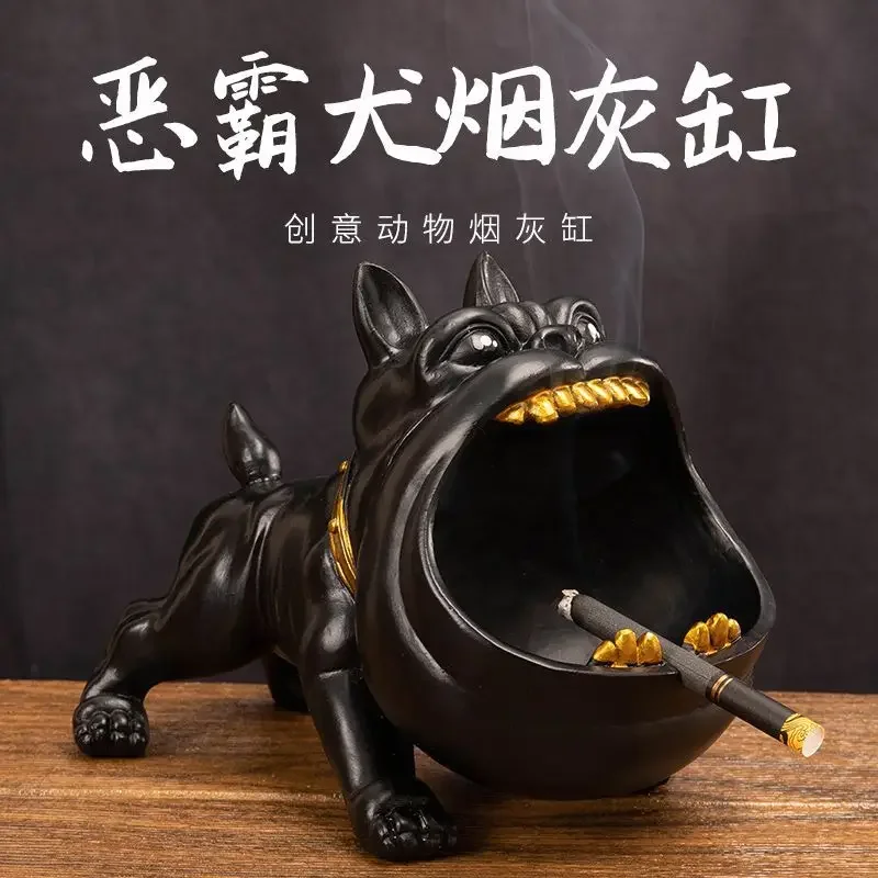 Cartoon Dog Ashtray Bulldog Animal Large Capacity Storage Box Dog Ceramic Crafts Living Room Desktop Home Ornaments Mens Gift