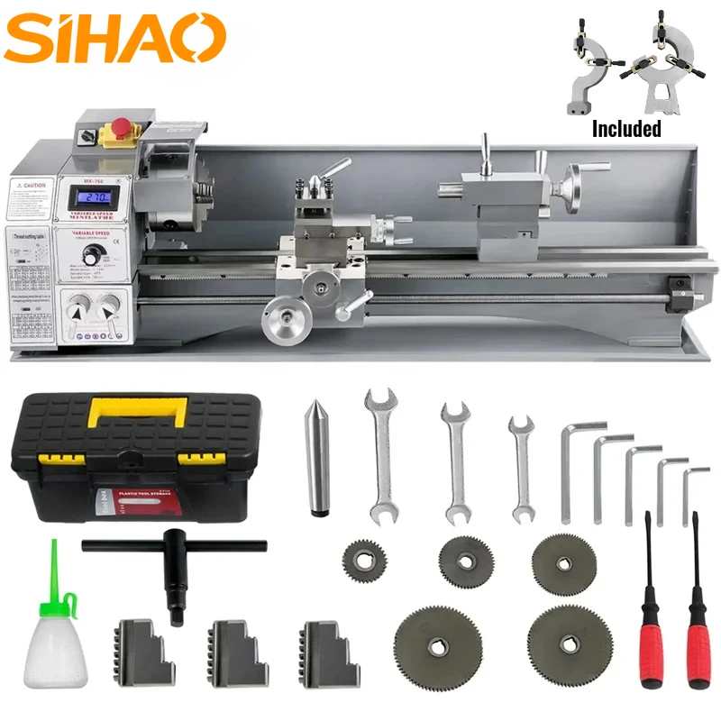 SIHAO Metal Lathe Machine 550W-1100W Variable Speed Mini Metal Lathe Milling Machine For DIY Metal Turning Making Threads