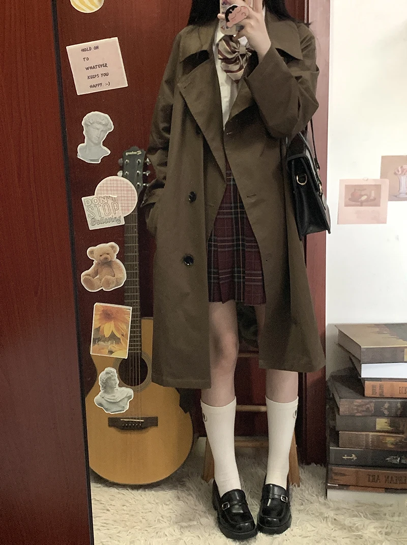 

Оригинальная ветровка Star Hug Moon JK orm, женская осенне-зимняя студенческая школьная понча, длинное среднее пальто