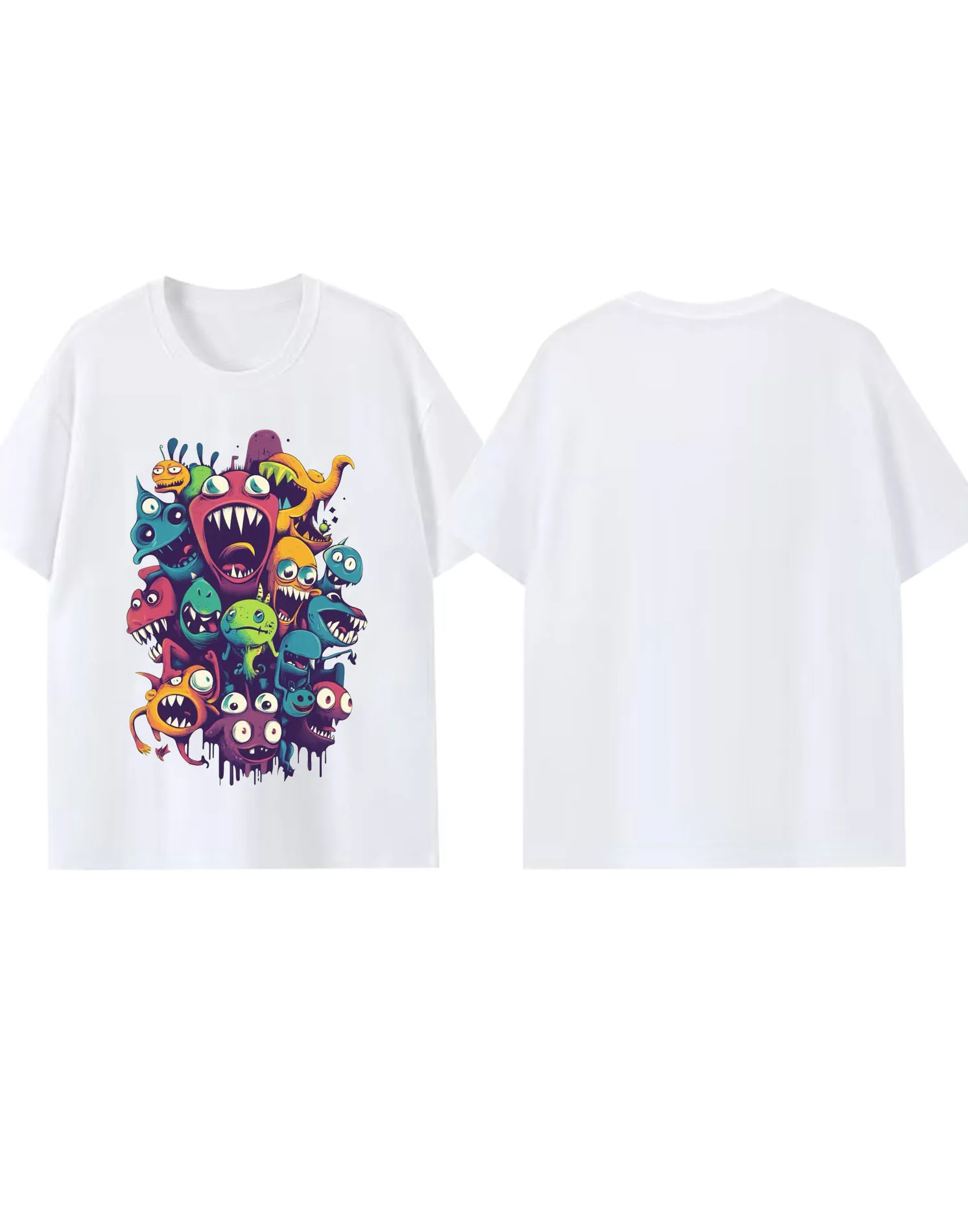 

Летняя мода 2025 года, 100% хлопок, красочная футболка с монстром, мужская и женская модная повседневная уличная футболка с принтом