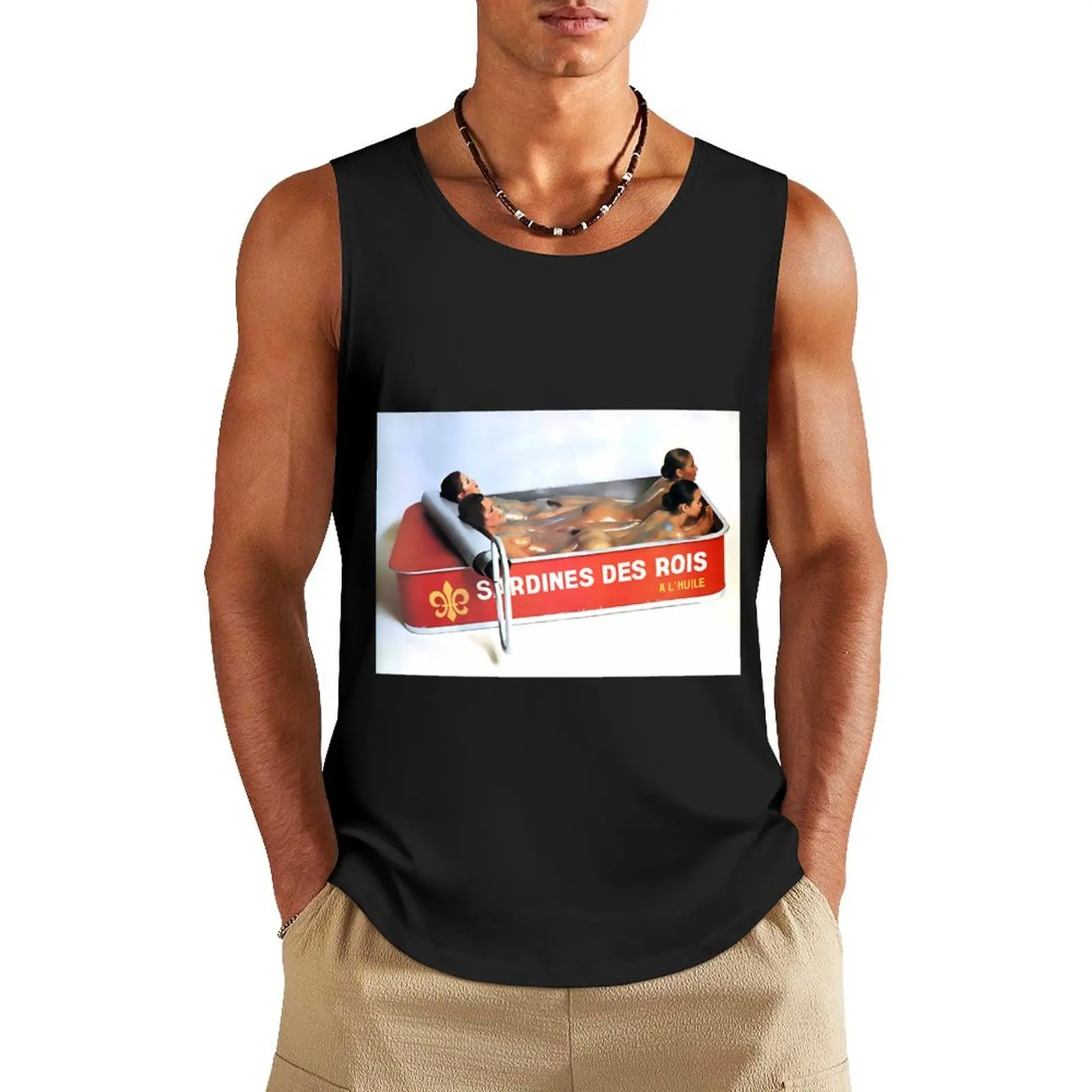 Vintage King Sardines Des Rois Tank Top cotton t-shirts man gym men Men's t shirt gym for men