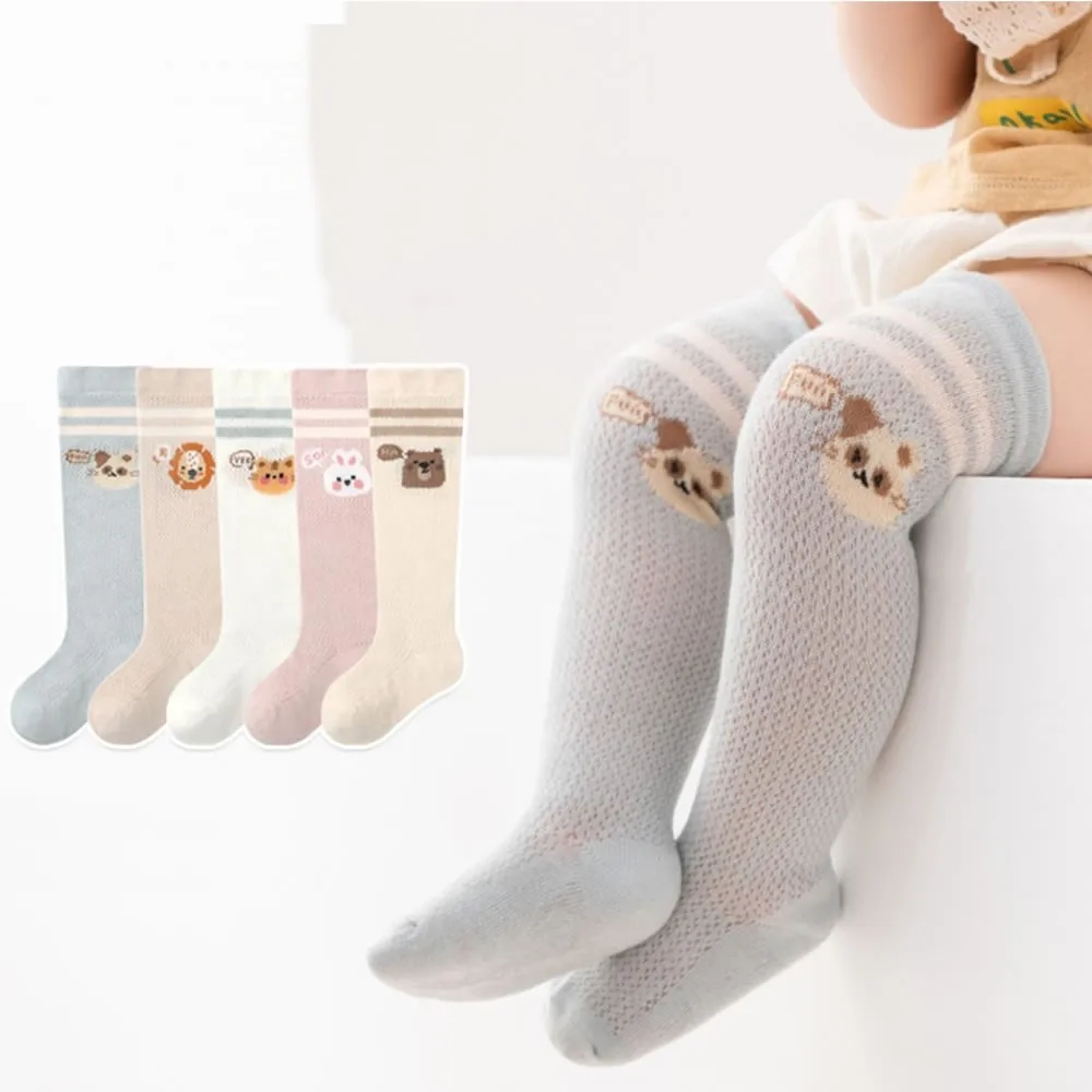 Spring/summer baby knee-high socks thin cotton mesh tube socks boy stripe animal in the infant child anti-mosquito socks