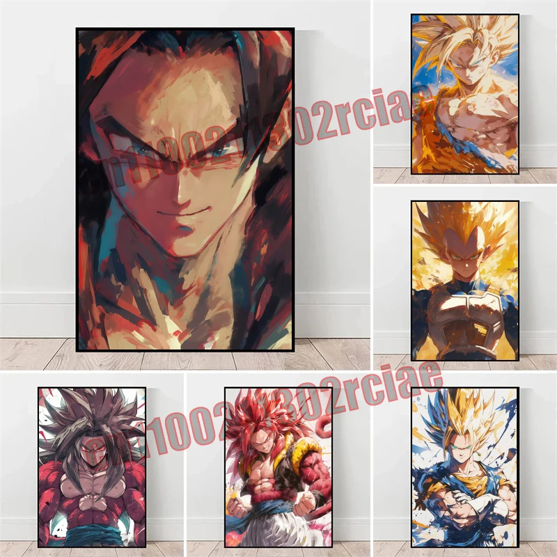 超サイヤ人アニメドラゴンボールスーパークール悟空ベジータ画像ポスター、キャンバスに印刷絵画ファッション壁アート油絵