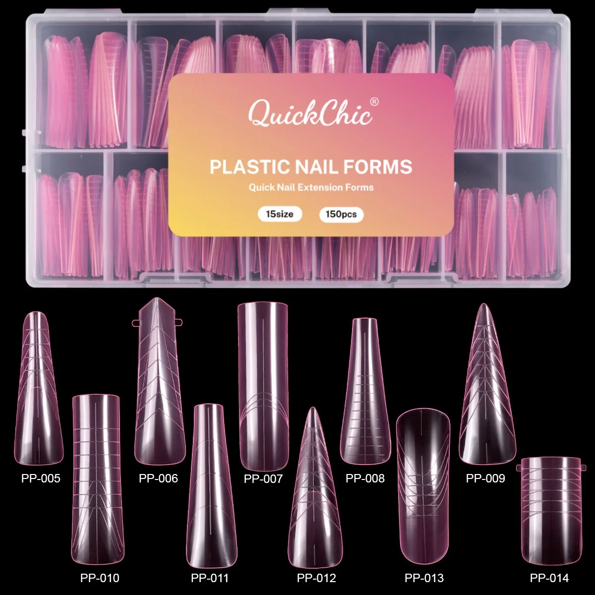 150 Medium pink transparent crystal nail models, extended paperless holder, fast phototherapy, extended and widened nails, DIY a