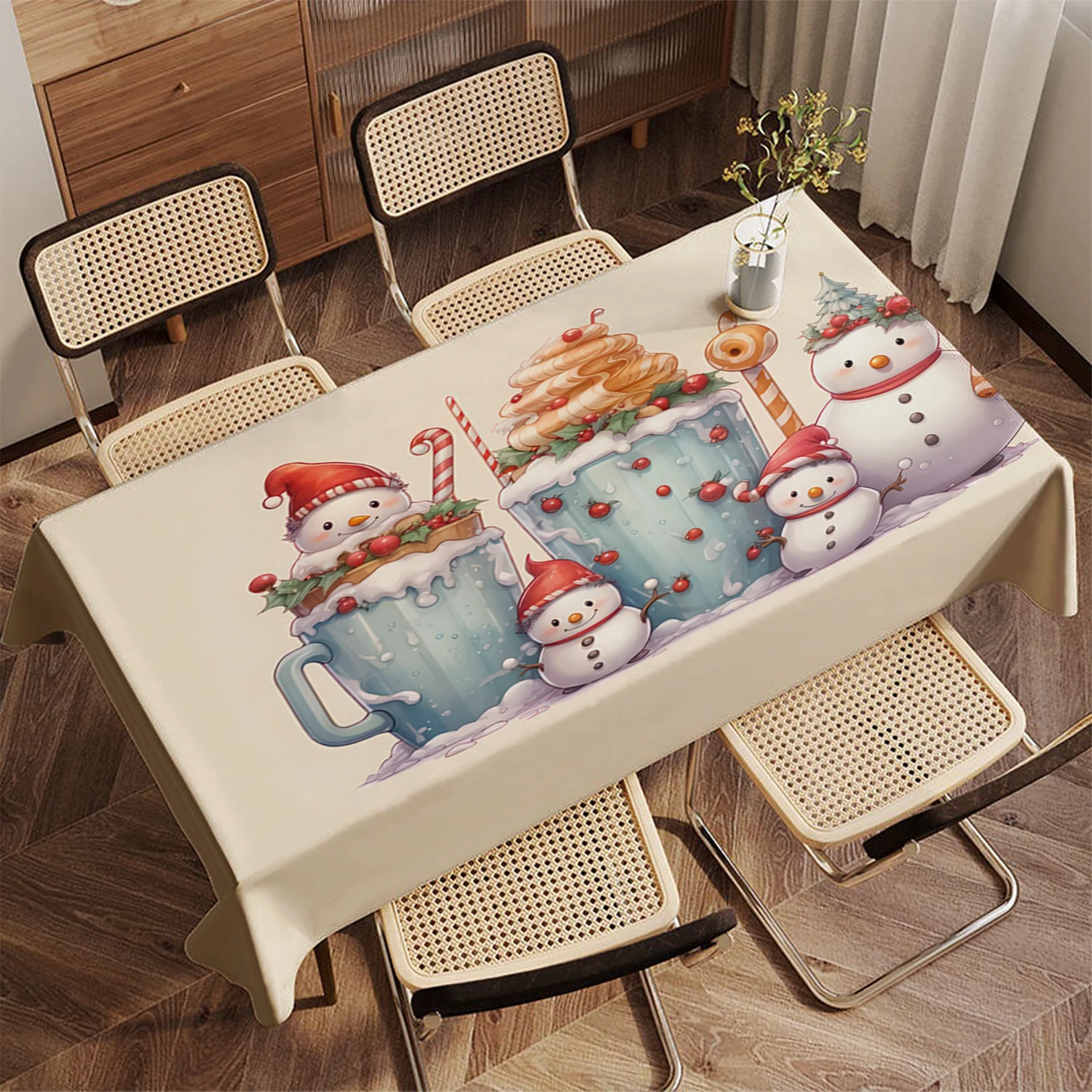 Santa Claus Cartoon Tablecloth Restaurant Kitchen Tablecloth Living Room Home Decoration Rectangular Party Decoration